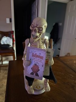 Animated Halloween Skeleton Toilet Figure