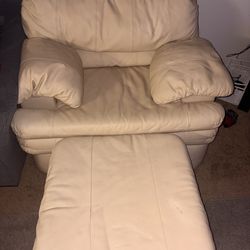 Leather chair with ottoman