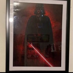 Darth vader custom art piece on black frame
