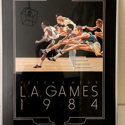 1984 ボクシングカレンダー VTG 1984 Peter J. Heer L.A. Olympic Games Track Hurdles Lithograph