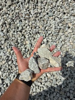 #57 rock, pea rock, white marbel rock.