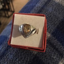 925 Pear Citrine Ring