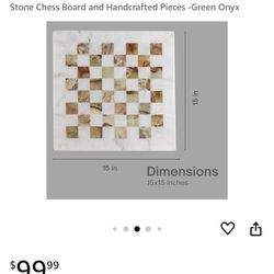 Handmade Marble Chess Set Includes Magnificent 15X15 Inch Stone Chess Board and Handcrafted Pieces - Onyx