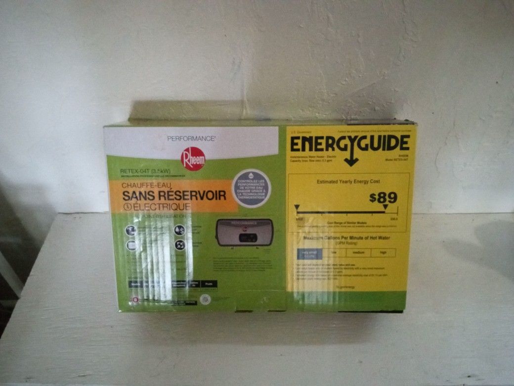 Rheem
RETEX-04T On Demand 0.9 GPM Residential Point-Of-Use Tankless Electric Water Heater