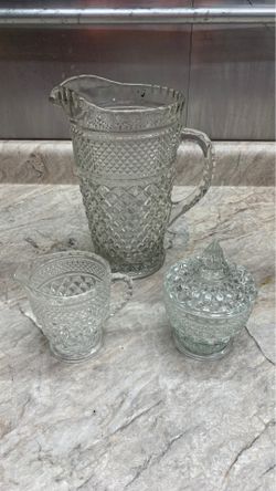 Glass pitcher cream and sugar