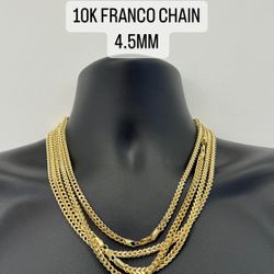 10K FRANCO CHAIN 4.5MM ITALIAN GOLD