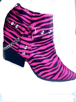 Jessica Simpson calf hair zebra print western booties size 8