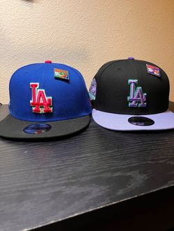 RARE Dodgers x Big League Chew Flavor Pack New Era 9FIFTY Snapback Duo (Grape + Watermelon) w/ Pins