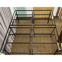 Black metal foldable queen size platform bed frame