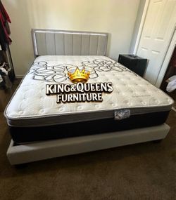 New Queen bed frame with mattress