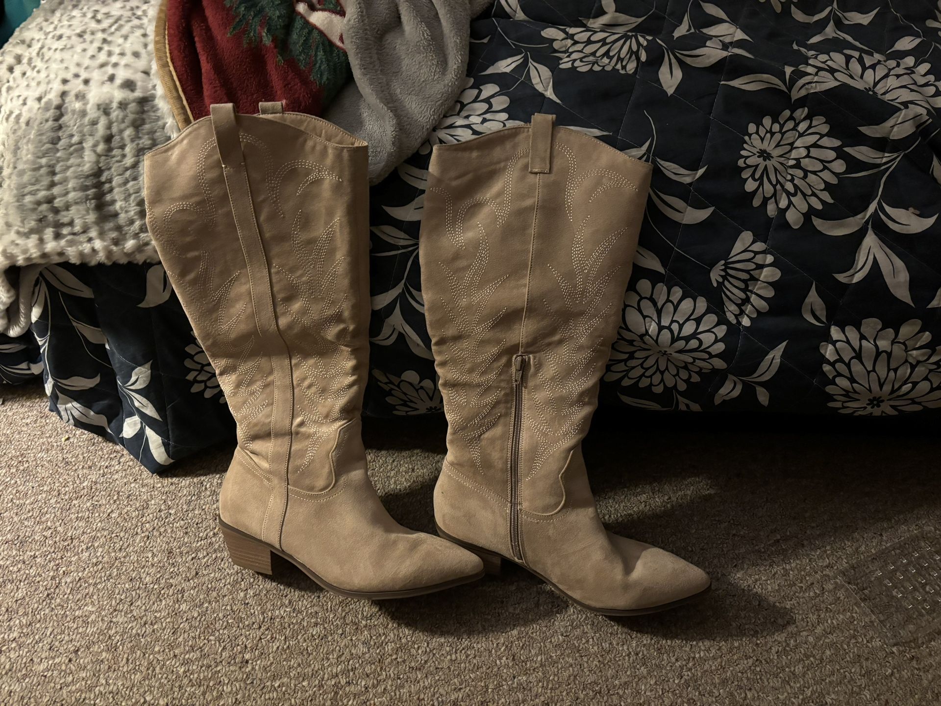 Size 11 Thigh High Cowboy Boots With Two Inch Heel