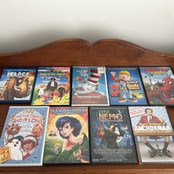Lot of 9 DVDs - mostly for kids Bob the Builder, Ice Age, Cat in the Hat, Clifford, Christmas 