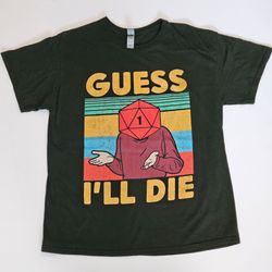 D&D Dungeons Dragons Guess I'll Die Gildan Men's Large Graphic T-Shirt