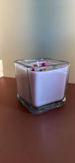 Homemade soy candle infused with essential oils