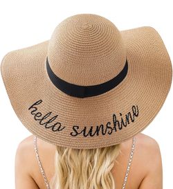 Beach Sun Hats for Women, Straw Hat for Women, Womens Sun Hat UPF 50+ UV Protection, Summer Hats Packable Foldable