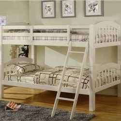 Twin-Over-Twin Convertible Bunk Bed with Stairs, Bunkie Boards, and Mattresses
