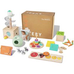 Lovevery | The Babbler Play Kit, Birthday Play Kit, Montessori Toddler Toy, 8 Play Products, 1 Board Book, and Play Guide (Best Birthday Gift for 1 Ye