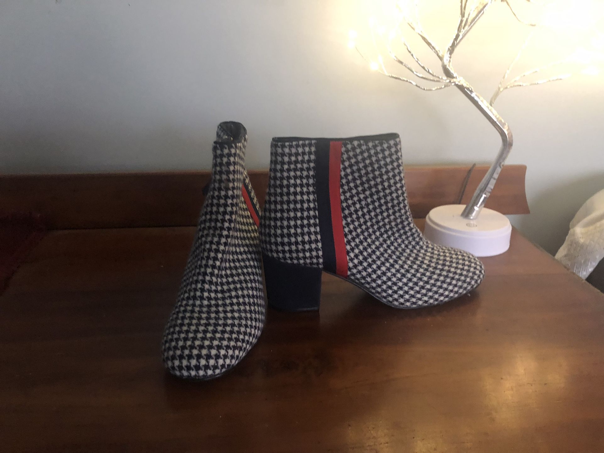 Boden Navy Checkered Ladies Boots