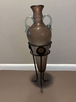 Amphora Style Vase - Glass - 21” With Base 