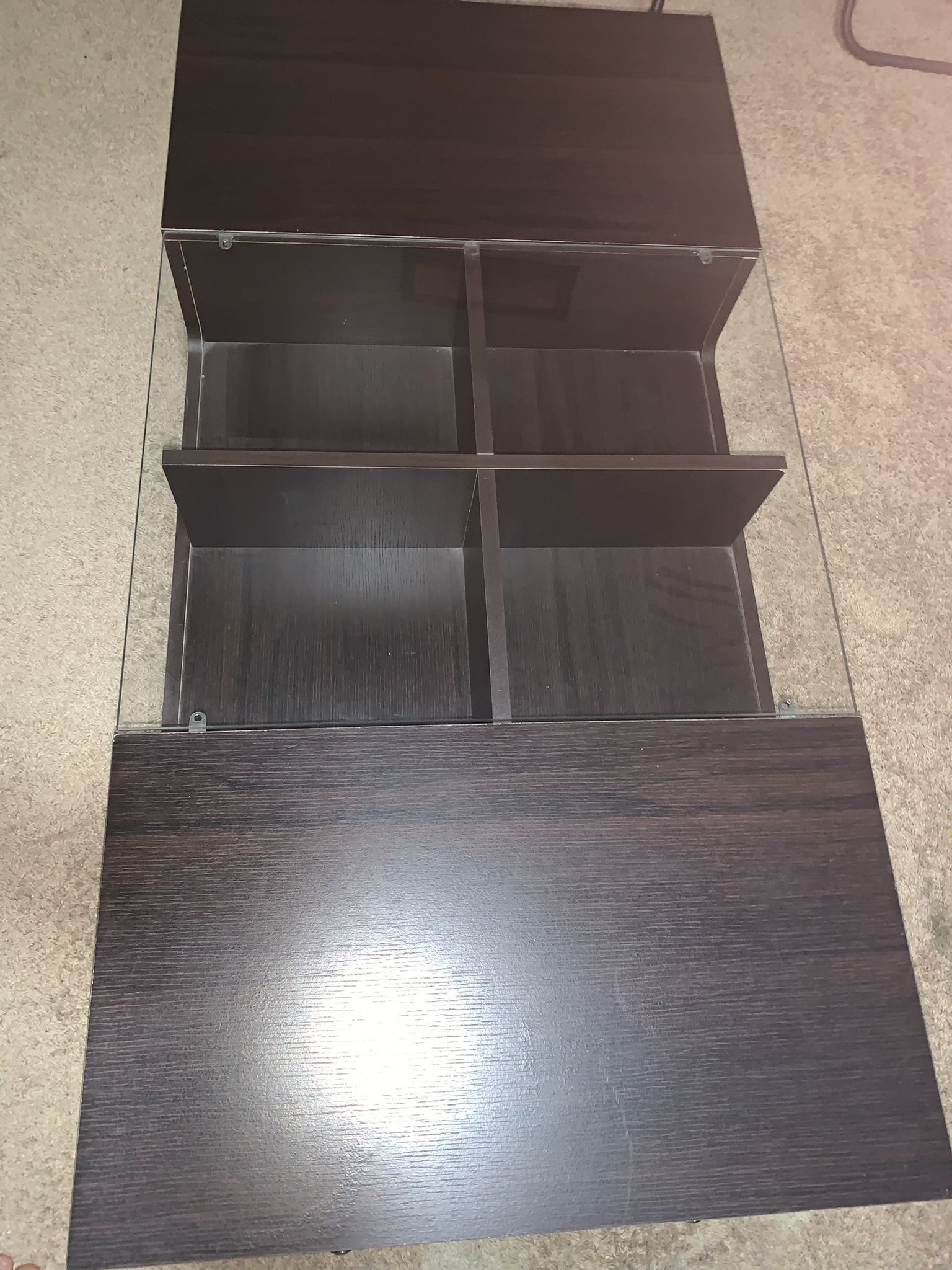 Coffee table - wooden with transparent vinyl cover