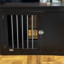 Steel And Wooden Medium Dog Crate AND End Table 