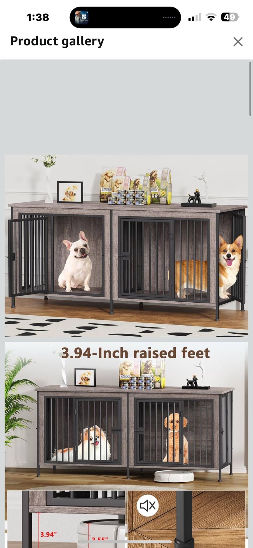 Brand new 2 dog furniture crate decorative table top dog crate with 4” legs 
