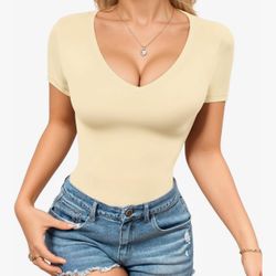 $10 Medium 2pieces Beige And Mocha OQQ Ripped Bodysuits