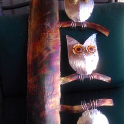 Aged Copper and Metal Owl Wall Art