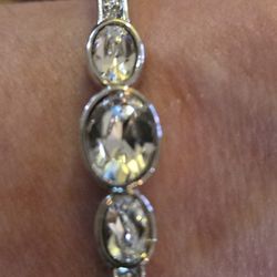 Stunning GIVENCHY Silver Crystal Bangle Bracelet New