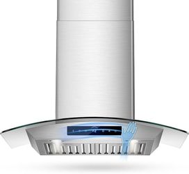 36 Inch Wall Mount Range Hood 1200 CFM, 4-Speed Wall Mount Range Hood with Touch Control & Gesture Sensing Stainless Steel Kitchen Stove Vent Hoods wi