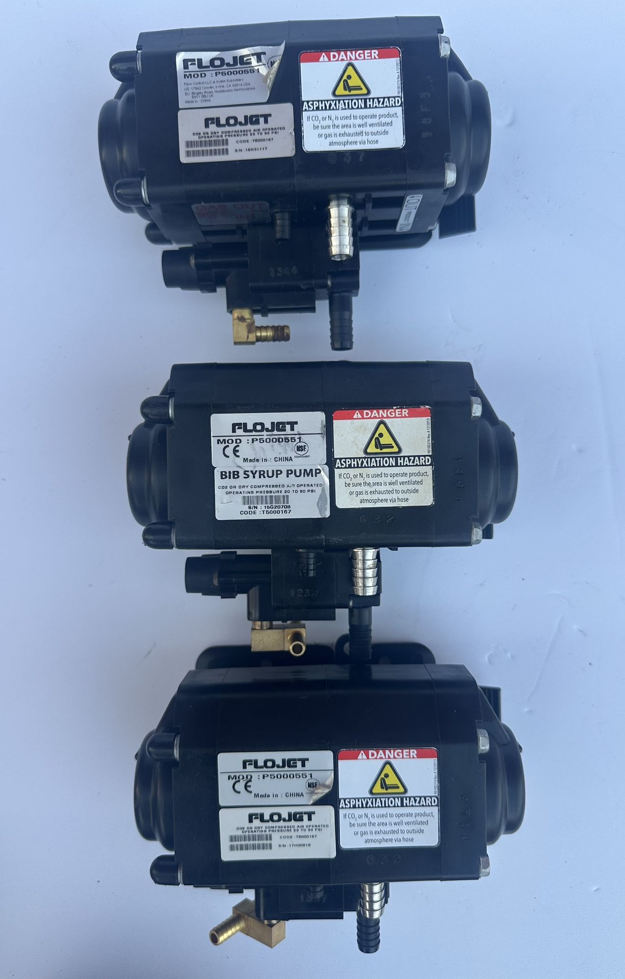 3 Flojet T(contact info removed) CO2 / Dry Compressed Air Operated BIB Pump 20-80PSI (P(contact info removed))