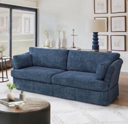 Navy Blue upholstered fabric love sofa