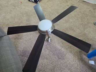 52" Fanimation Ceiling Fan with LED Light snd Remote in Brushed Nickel Finish
