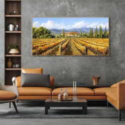 XLSJERST Fall Picture - Orange Wall Art Vineyard Large Landscape Autumn Framed Wall Decor