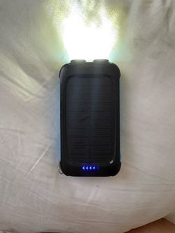 Fast Charge Power Bank with Built-In Flashlight And Solar Powered Assist SelfCharger
