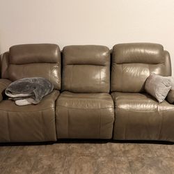 3-seat tan reclining sofa