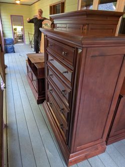 Full bedroom set Cherry Wood Tall Dresser with Drawers