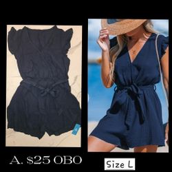 New Cupshe Blue Romper - Size Large