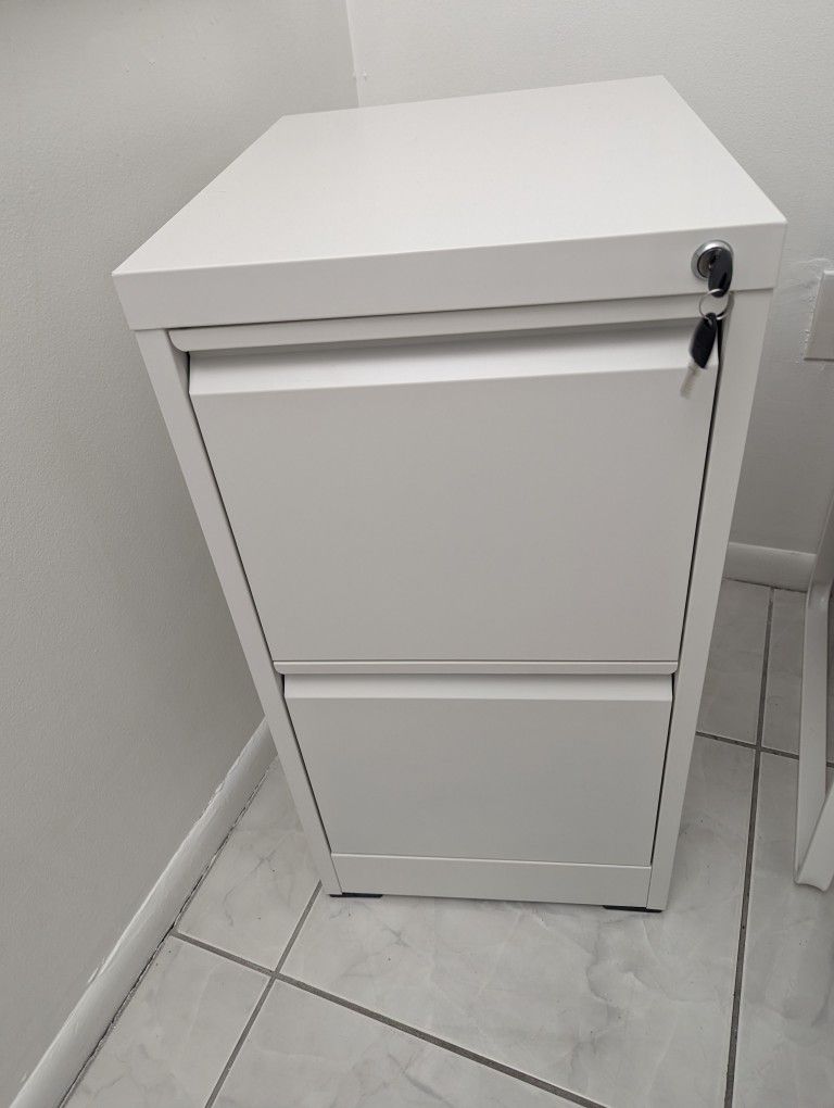 New White 2 Drawer Filing Cabinet 