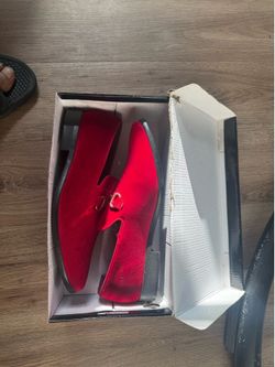 Red velvet dress shoes