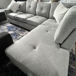 Beautiful Grey Sectional w/ Chaise & Cup Holders – $679 | $0 Down Financing + Same-Day Delivery