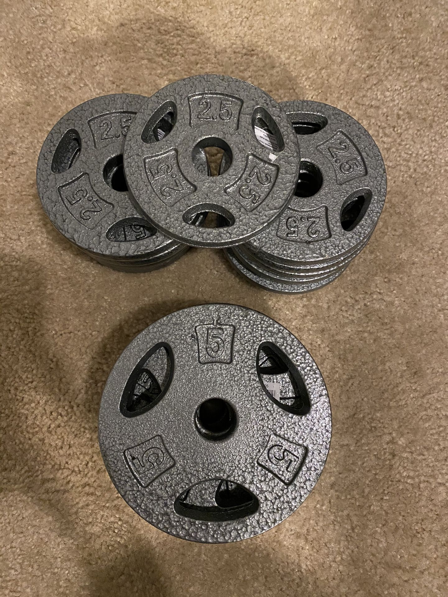 Cap Barbell Weight Plates 5- 5 Lb & 13-2.5 Lb = 57.5 lbTotal weight