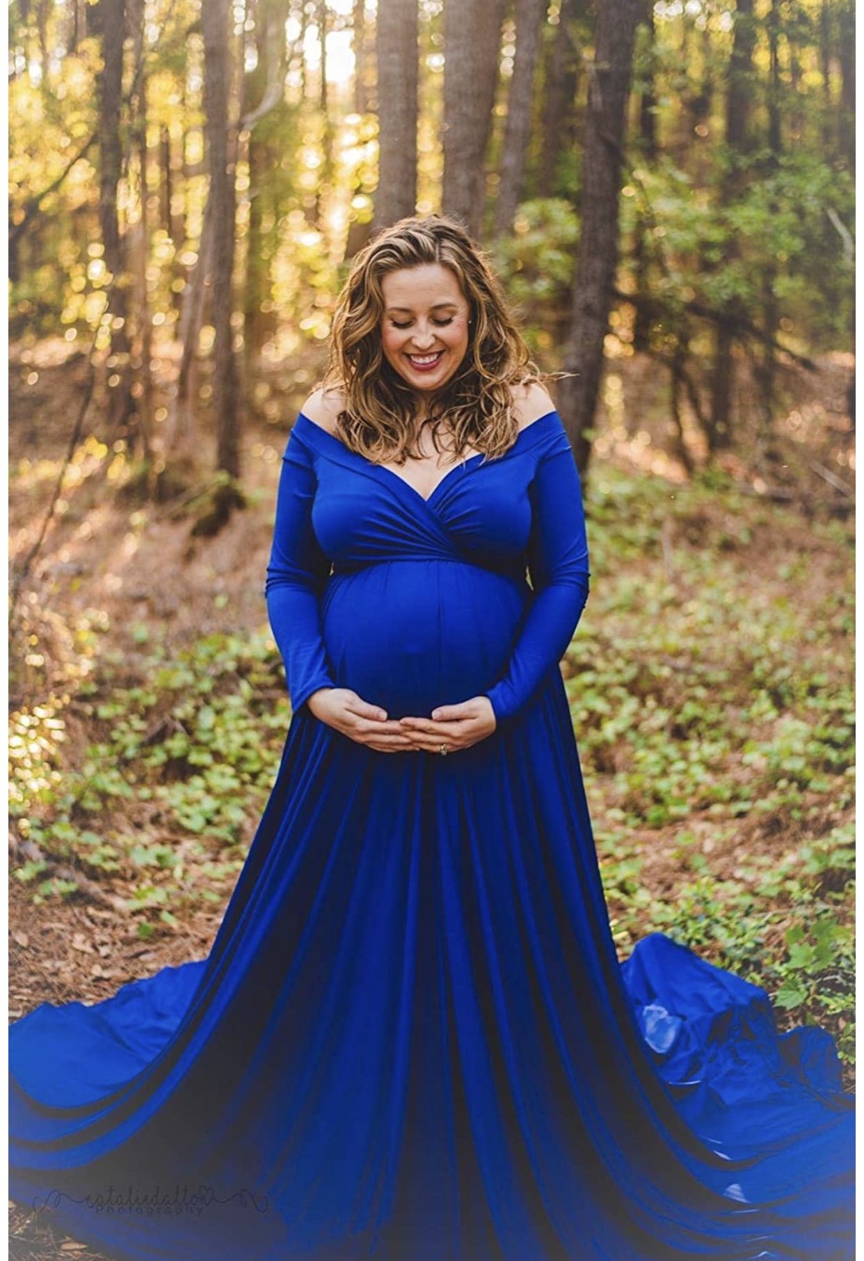 Blue maternity dress-worn once for photo shoot for 30 mins