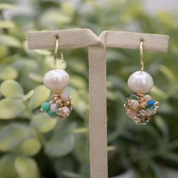 Pearls+Crystal earrings