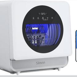 Silonn Portable Countertop Dishwasher with App Control, Mini Dishwasher with 5L Water Tank for Apartments/RVs No Hookup Needed, Dish washer with 8 Was