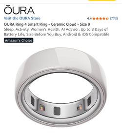 OURA Ring 4 Smart Ring - Ceramic Cloud - Size 9