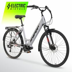 Hyper Bicycles 36V 700C Commuter Electric Bike for Adults Pedal-Assist, 250W Mid-Drive E-Bike Motor