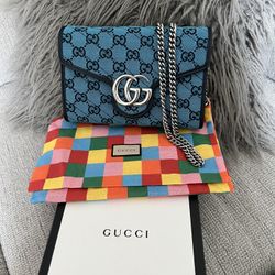 Gucci Monogram Multicolor Matelasse Diagonal GG Marmont Chain bag 