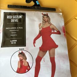 Women’s Large (12-14) Halloween Costume Red Sizzlin Devil Dress