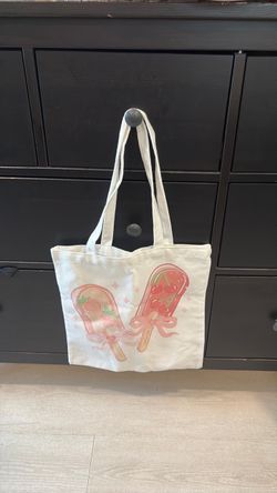 Canvas Tote Bag with Popsicle Graphic